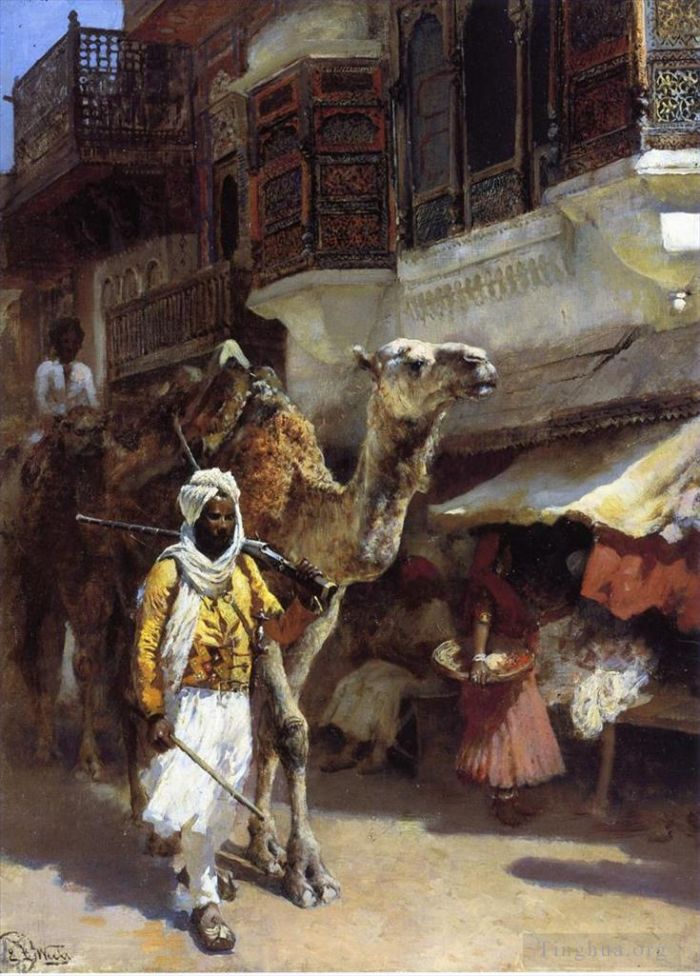 Edwin Lord Weeks Oil Painting - Man Leading a Camel