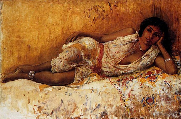 Edwin Lord Weeks Oil Painting - Moorish Girl Lying On A Couch