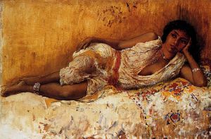 Artist Edwin Lord Weeks's Work - Moorish Girl Lying On A Couch
