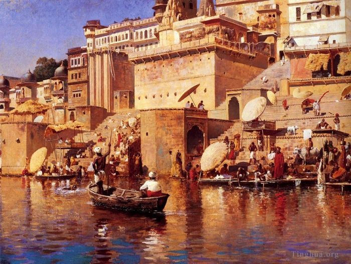 Edwin Lord Weeks Oil Painting - On The River Benares