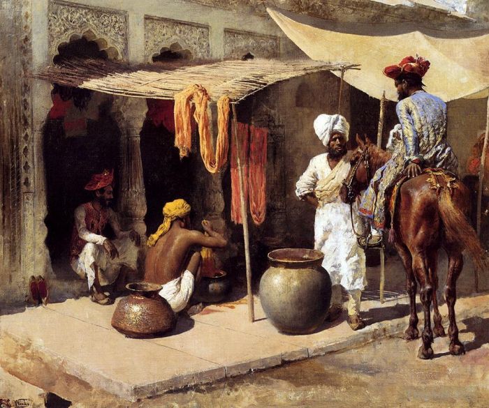 Edwin Lord Weeks Oil Painting - Outside An Indian Dye House