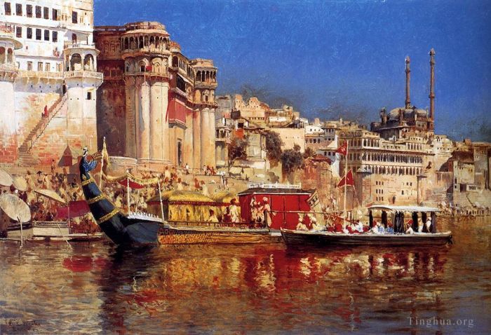 Edwin Lord Weeks Oil Painting - The Barge Of The Maharaja Of Benares