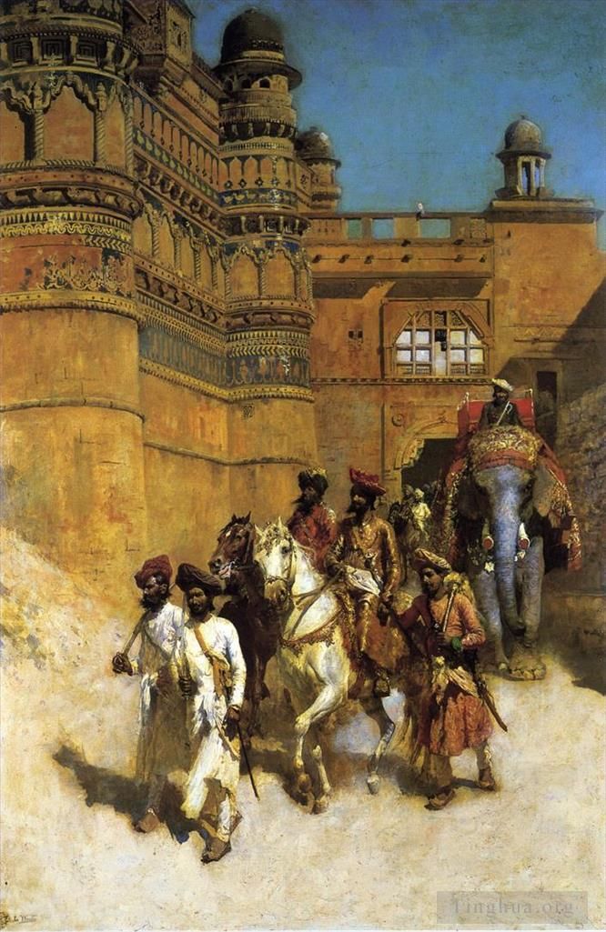 Edwin Lord Weeks Oil Painting - The Maharahaj of Gwalior Before His Palace