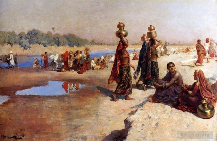 Edwin Lord Weeks Oil Painting - Water Carriers Of The Ganges