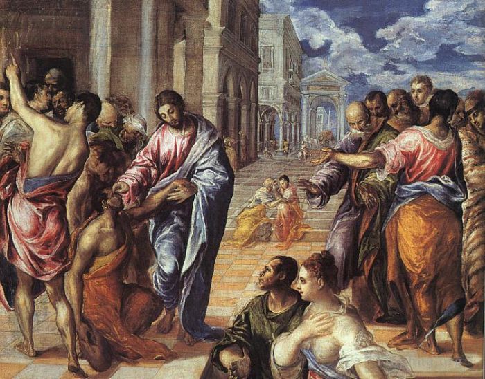 El Greco Oil Painting - Christ Healing the Blind 157Spanish