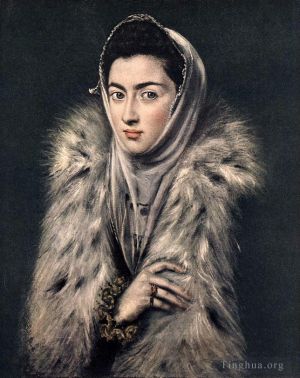 Artist El Greco's Work - Lady with a Fur 1577