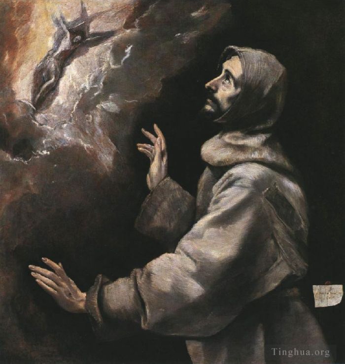 El Greco Oil Painting - St Francis Receiving the Stigmata 1577