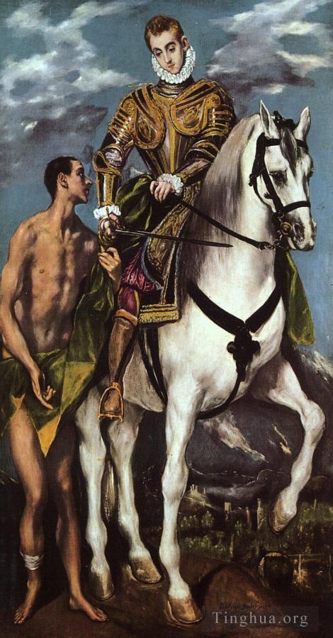 El Greco Oil Painting - St Martin and the Beggar