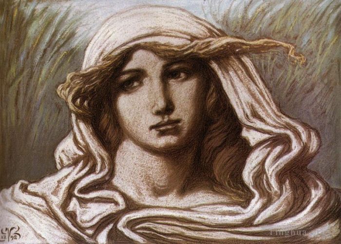 Elihu Vedder Oil Painting - Head of a Young Woman 1900