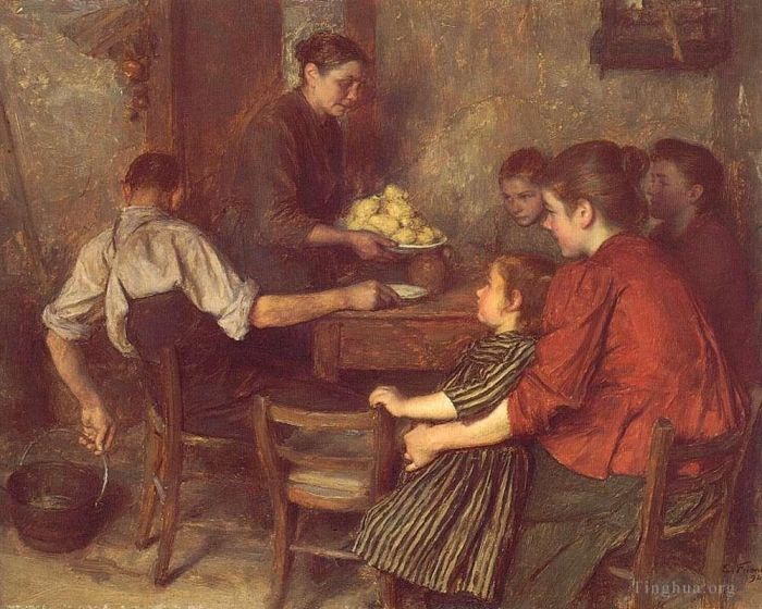 Emile Friant Oil Painting - Le Repas Frugal