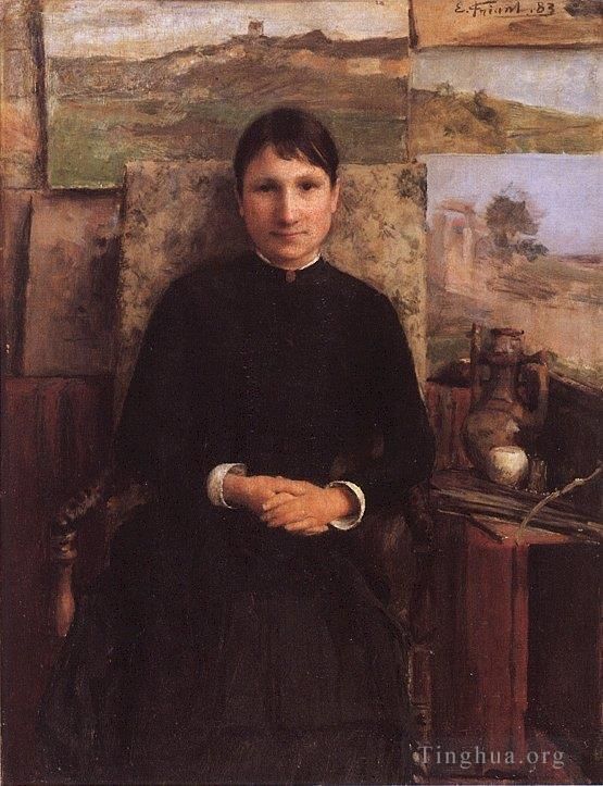 Emile Friant Oil Painting - Portrait de Mme Petitjean