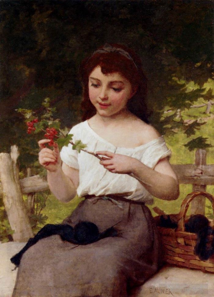 Emile Munier Oil Painting - A Sprig Of Flowers