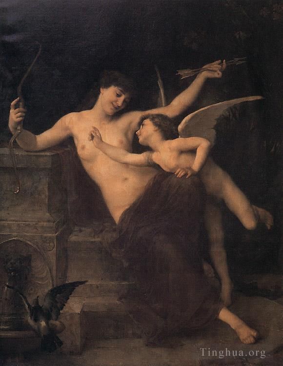 Emile Munier Oil Painting - Love disarmed nude angel Emile Munier