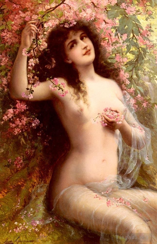 Emile Vernon Oil Painting - Among The Blossoms