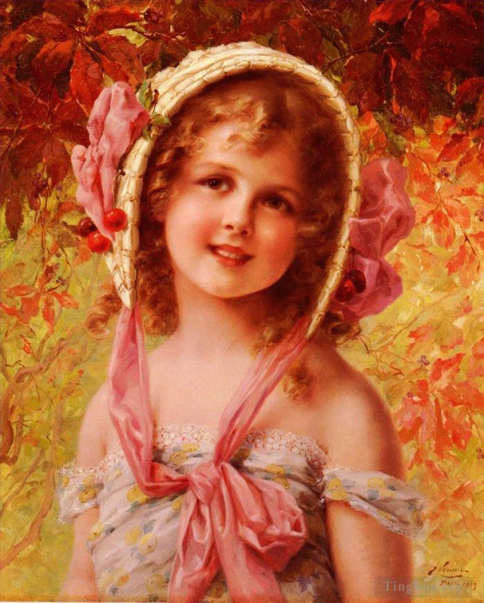 Emile Vernon Oil Painting - The Cherry Bonnet