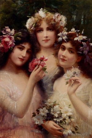 Antique Oil Painting - The Three Graces