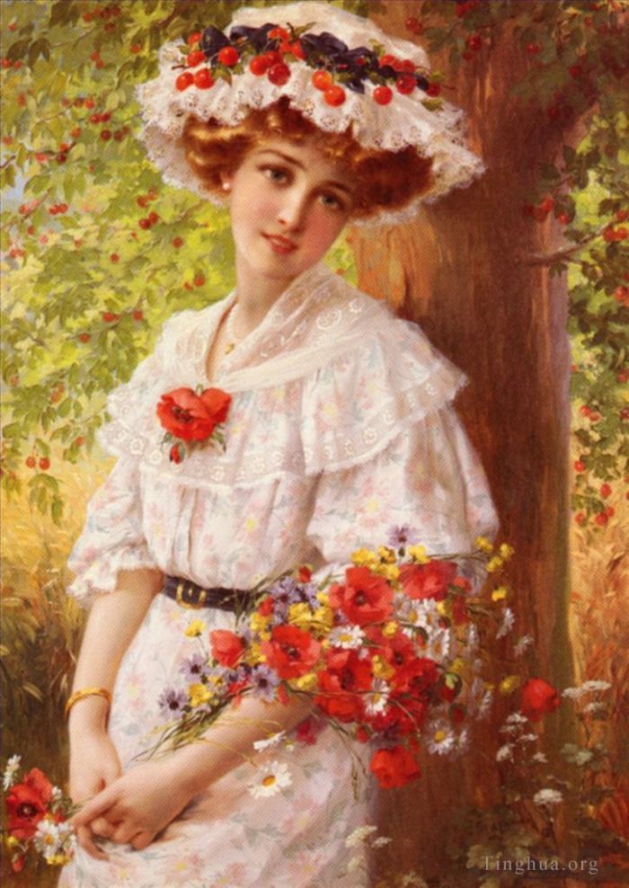 Emile Vernon Oil Painting - Under The Cherry Tree