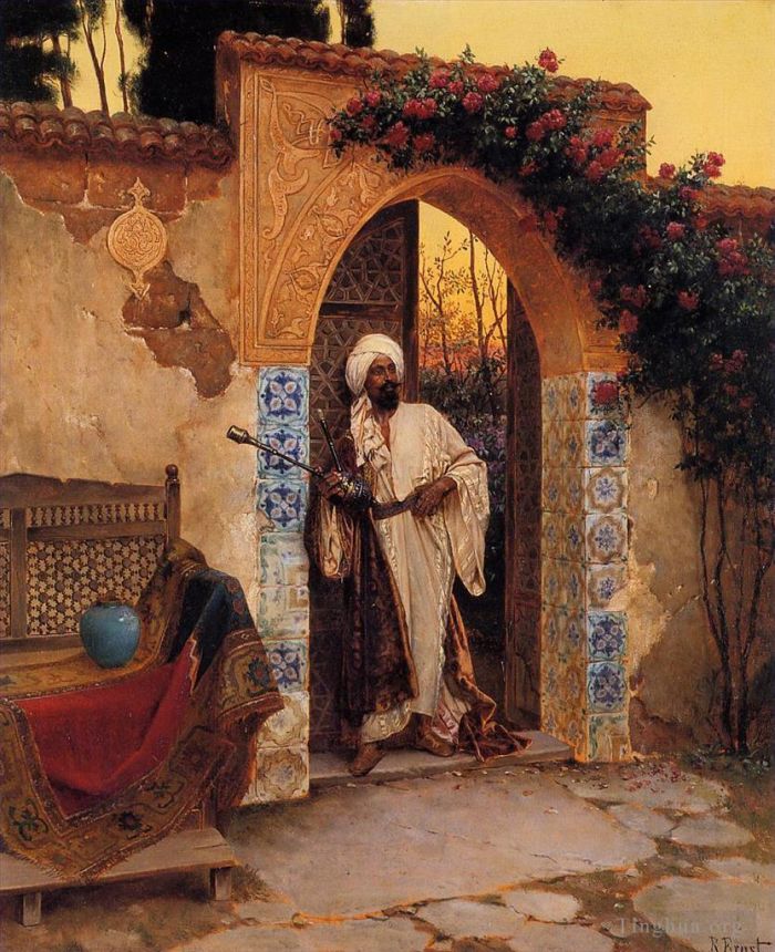 Rudolf Ernst Oil Painting - By the Entrance