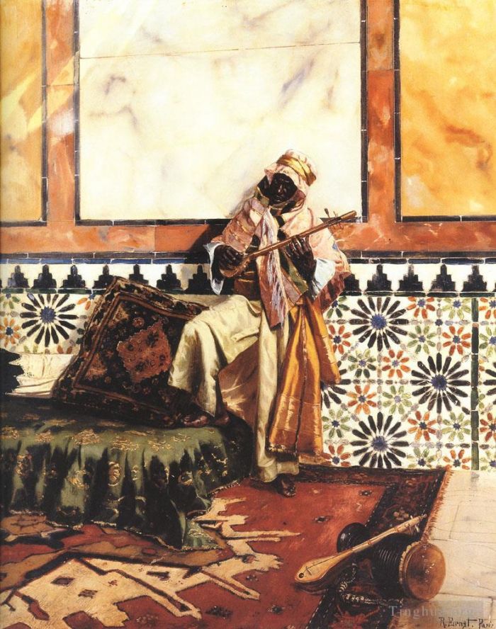 Rudolf Ernst Oil Painting - Gnaoua in a North African Interior