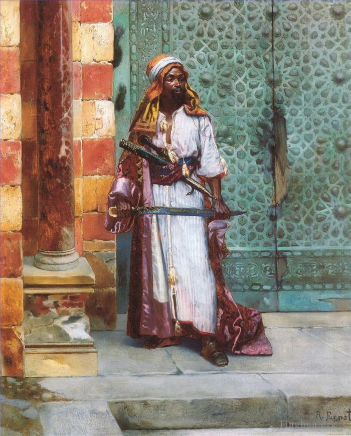 Rudolf Ernst Oil Painting - Standing Guard