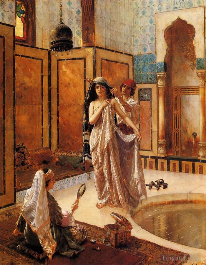 Rudolf Ernst Oil Painting - The Harem Bath