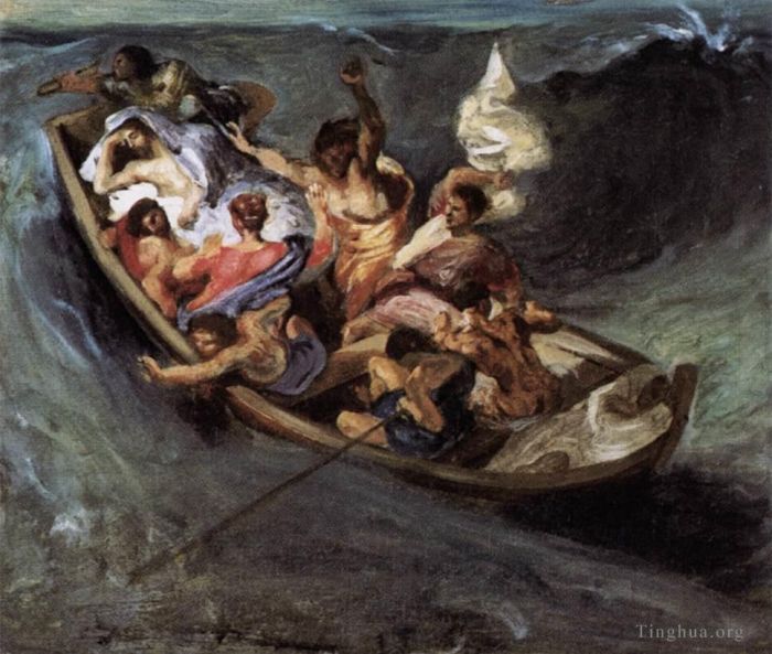 Eugene Delacroix Oil Painting - Christ on the Lake of Gennezaret sketch