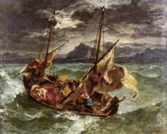 Eugene Delacroix Oil Painting - Christ on the Lake of Gennezaret