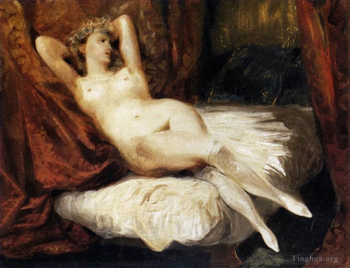 Eugene Delacroix Oil Painting - Female Nude Reclining on a Divan