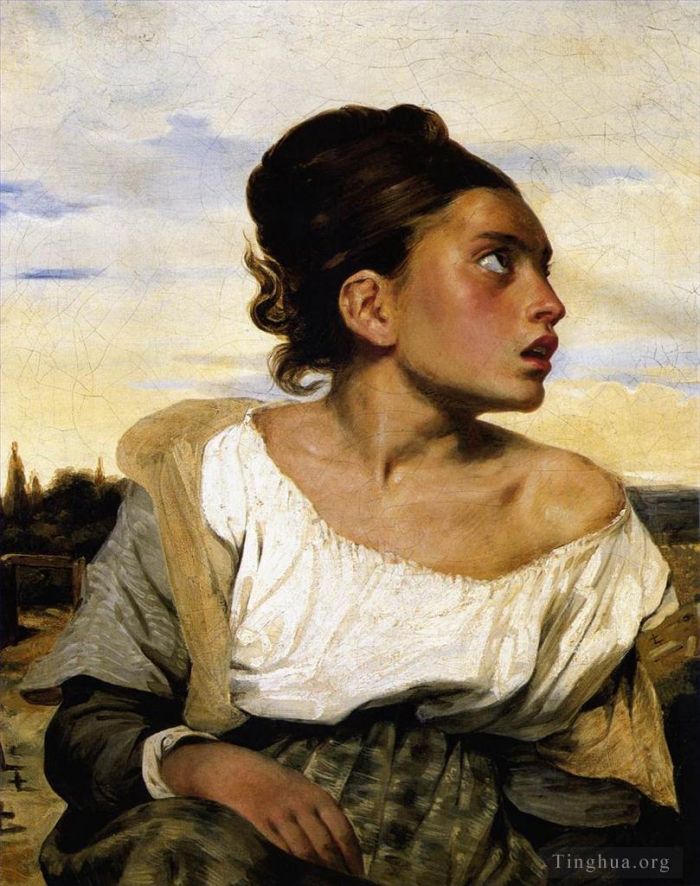 Eugene Delacroix Oil Painting - Girl Stead in a Cemetery