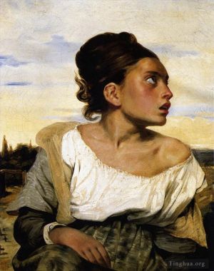 Artist Eugene Delacroix's Work - Girl Stead in a Cemetery