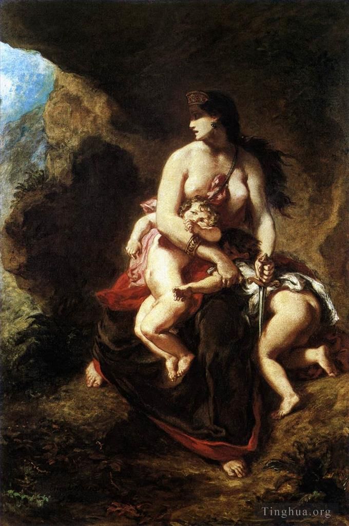 Eugene Delacroix Oil Painting - Medea about to Kill her Children