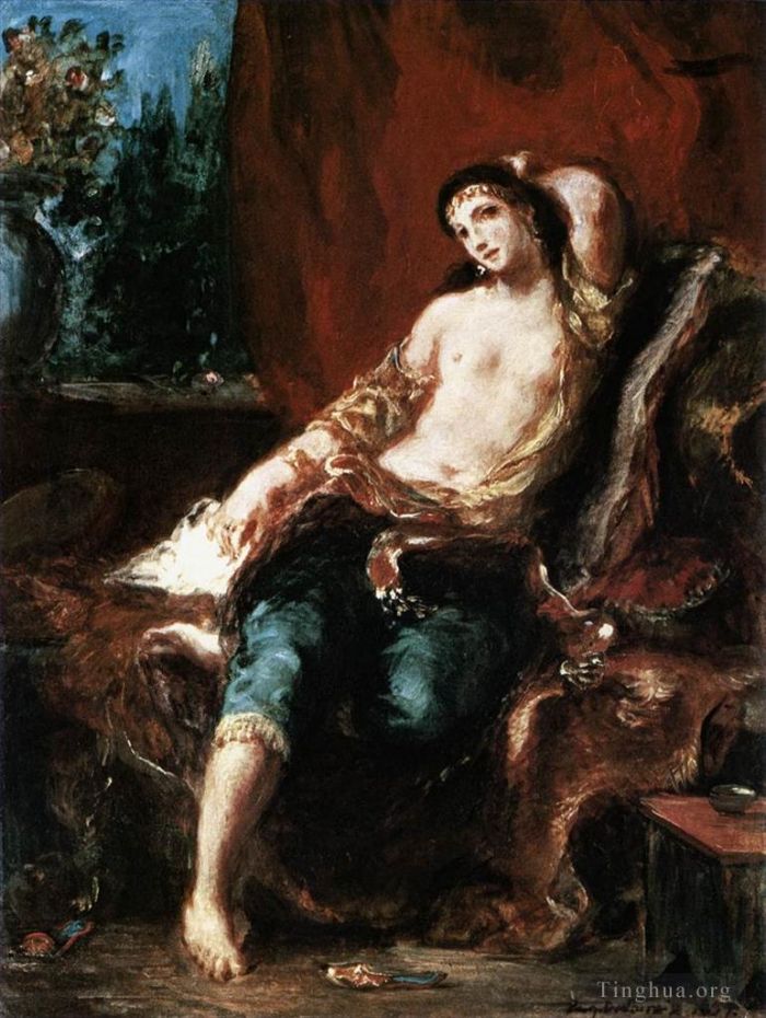 Eugene Delacroix Oil Painting - Odalisque