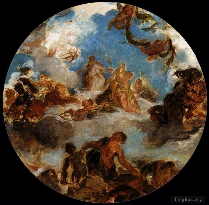 Eugene Delacroix Oil Painting - Sketch for Peace Descends to Earth