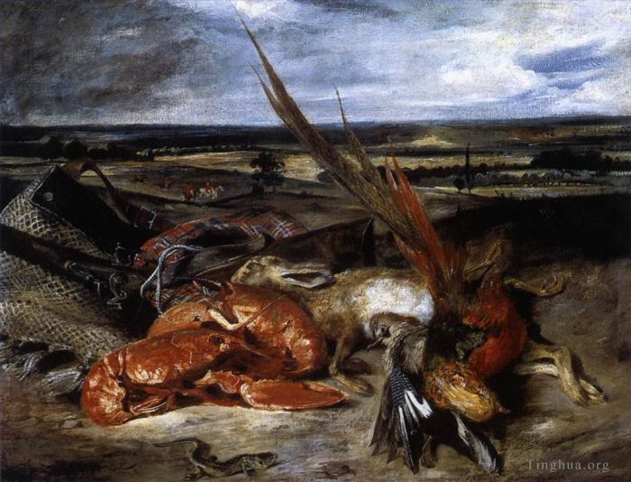 Eugene Delacroix Oil Painting - Still Life with Lobster