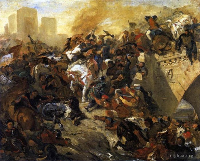Eugene Delacroix Oil Painting - The Battle of Taillebourg draft