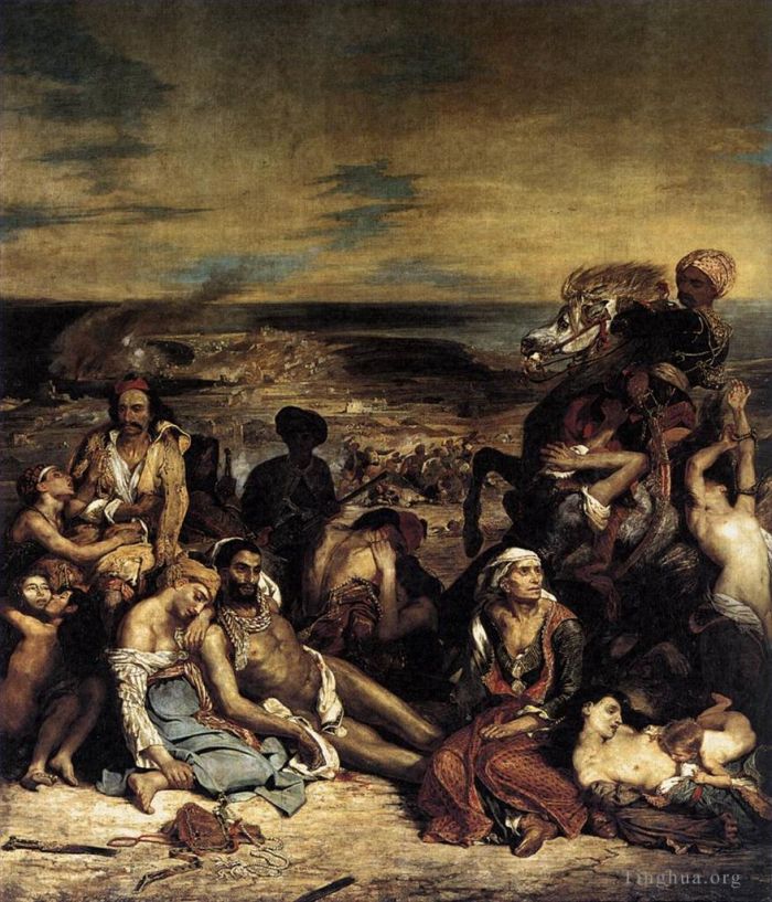 Eugene Delacroix Oil Painting - The Massacre at Chios