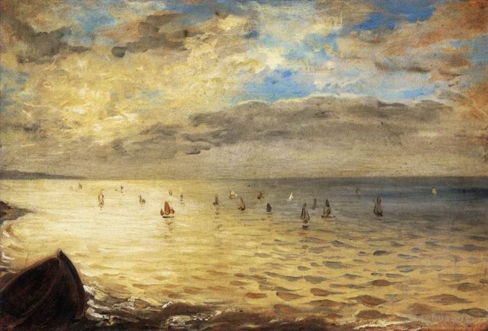 Eugene Delacroix Oil Painting - The Sea from the Heights of Dieppe