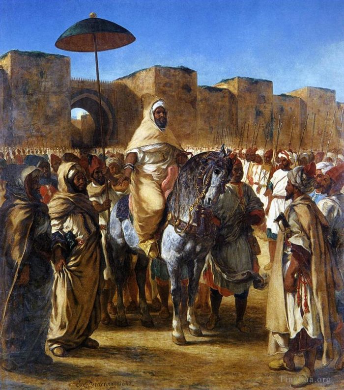 Eugene Delacroix Oil Painting - The Sultan of Morocco and his Entourage