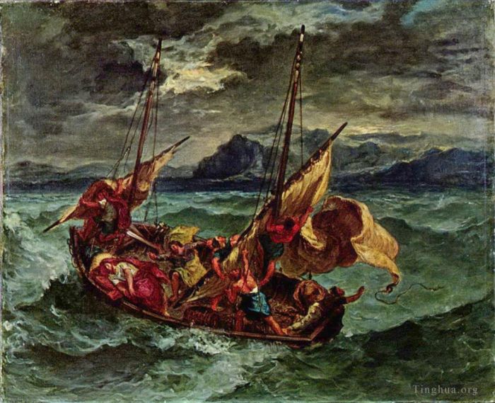 Eugene Delacroix Oil Painting - Christ on the sea of galilee 1854