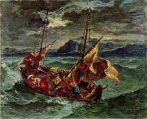 Artist Eugene Delacroix's Work - Christ on the sea of galilee 1854