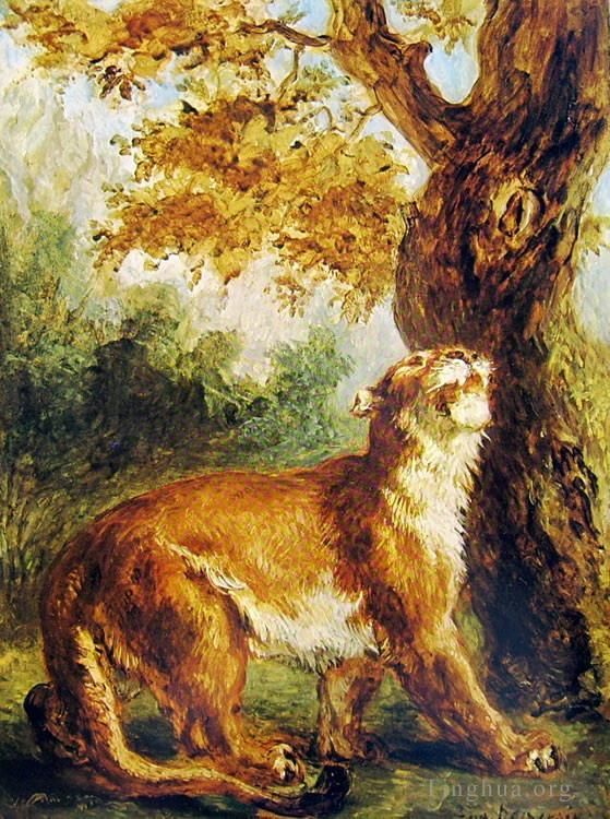 Eugene Delacroix Oil Painting - Puma 1859