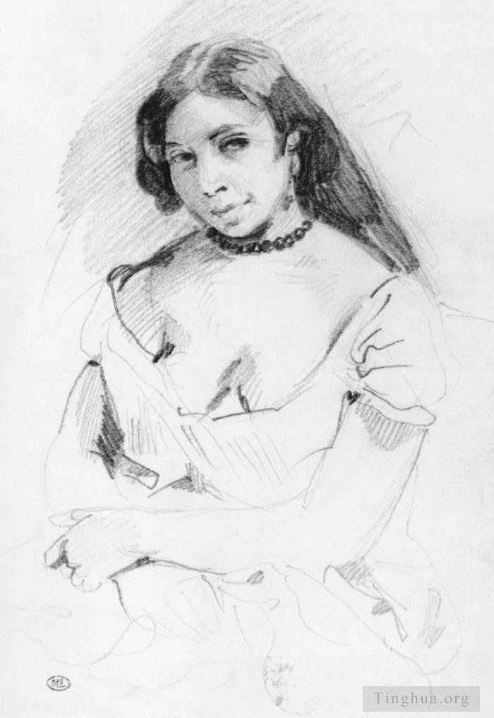 Eugene Delacroix Various Paintings - Aspasia sketch