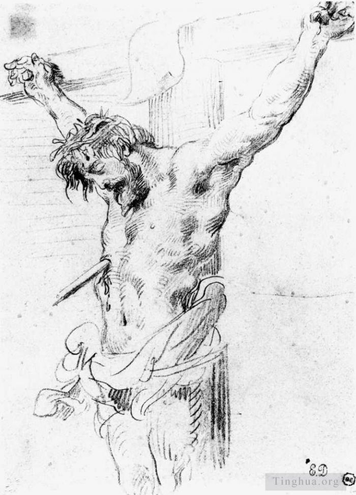Eugene Delacroix Various Paintings - Christ on the Cross sketch 2