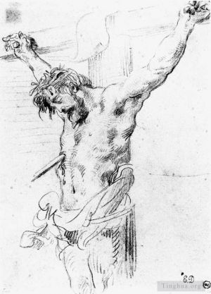 Artist Eugene Delacroix's Work - Christ on the Cross sketch 2