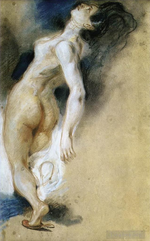 Eugene Delacroix Various Paintings - Female Nude Killed from Behind