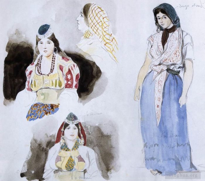 Eugene Delacroix Various Paintings - Moroccan Women