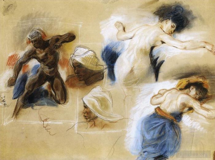 Eugene Delacroix Various Paintings - Sketch for The Death of Sardanapalus