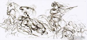 Artist Eugene Delacroix's Work - Study for the war coffer