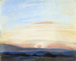 Artist Eugene Delacroix's Work - Study of Sky Setting Sun