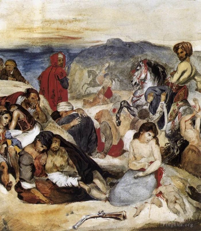 Eugene Delacroix Various Paintings - The Massacre of Chios